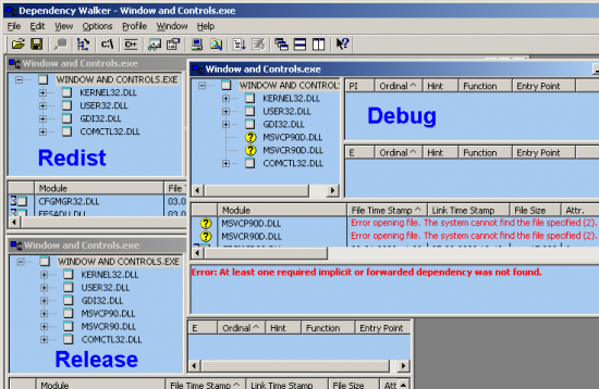 Depency Walker view Redist, Debug and Release of bin.PNG